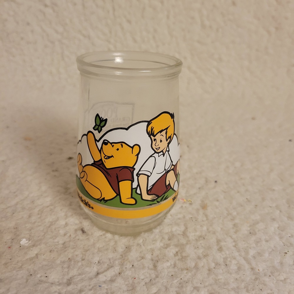 Welch's Jelly Jar Disney Winnie the Pooh Glass OS Clear Excellent 90s Vintage
